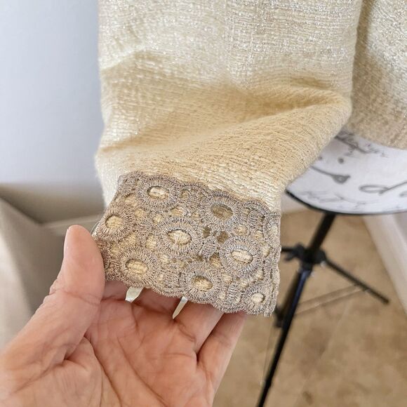 Sonia Pena Tweed Cropped Jacket Sz Large Bolero Mother Of The Bride Formal - Picture 5 of 13